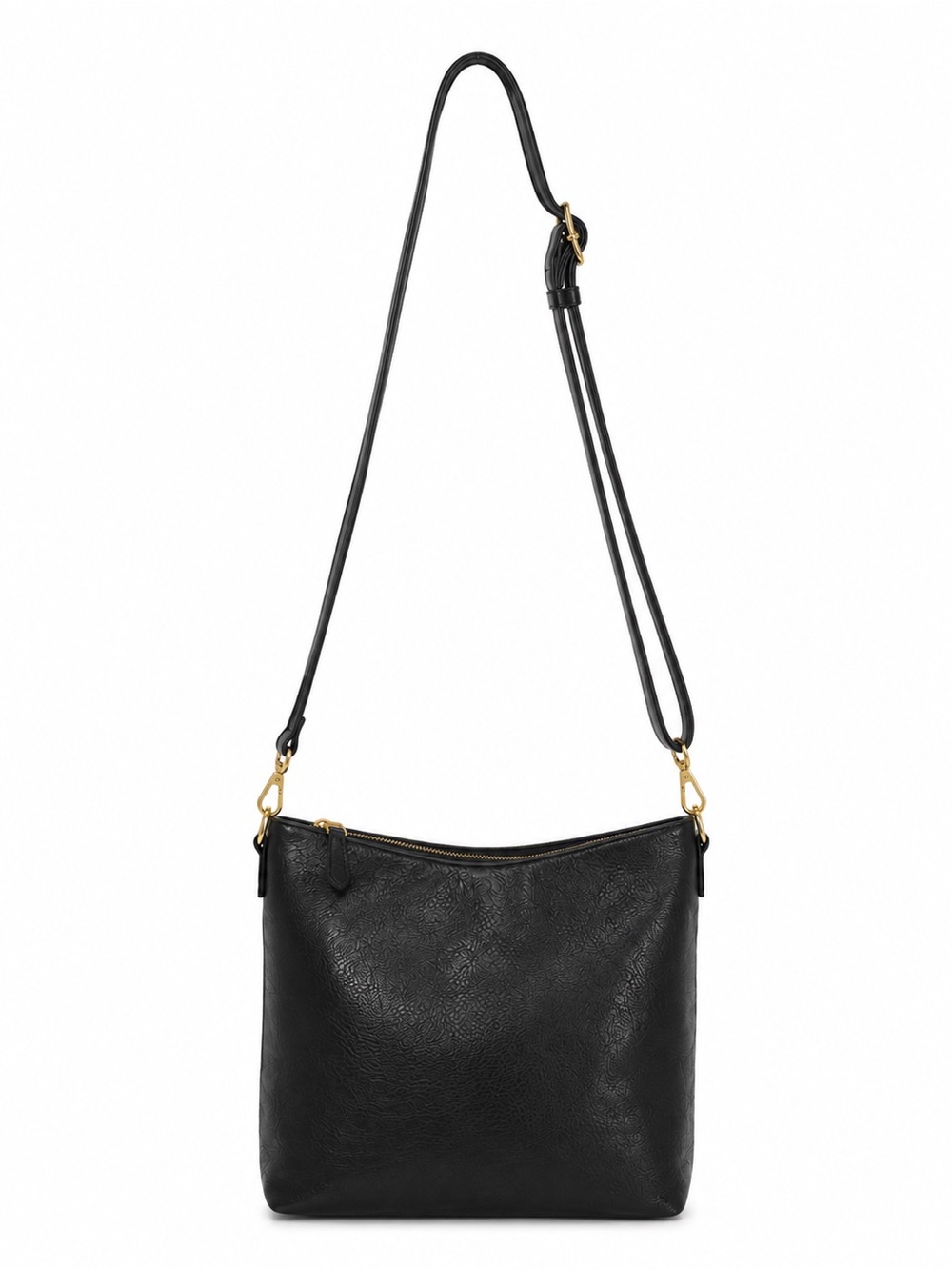 Jen & Co Black Vegan Leather Crossbody Shoulder Bag Gold Hardware